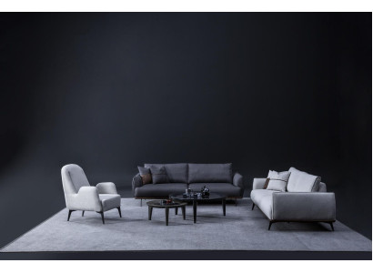 Sofagarnitur Dreisitzer Sessel Set Design Modern Polstersofa Textil