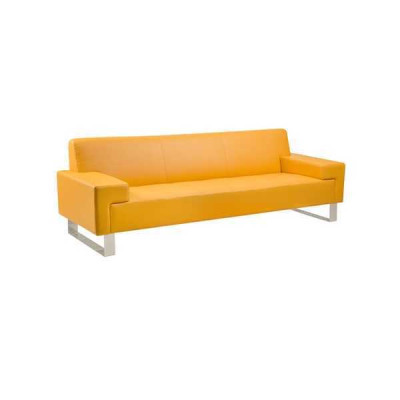 Oranger 3-Sitzer Polster Sofa Leder Couch Dreisitzer Wohnzimmer Sofa