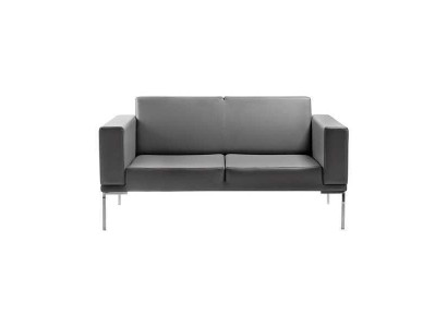 Grauer Büro Stil 2-Sitzer Designer Polstersofa Kunstleder Couchen 2-er