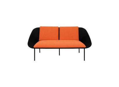 Schwarz-Oranger 2-Sitzer Arbeitszimmer Polster Modern Couch Textil Sofas