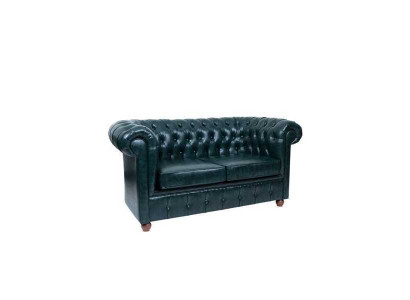 Dunkelblauer Chesterfield Zweisitzer Modernes Sofa 2-Sitzer 2-er Sofa