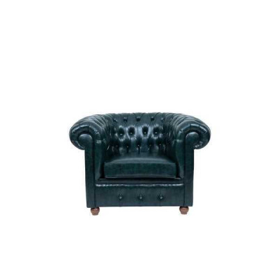 Chesterfield Dunkelgrüner Sessel Lounge Wohnzimmer Fernseh Einsitzer