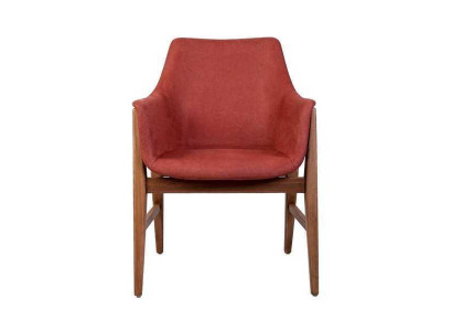 Moderner Lehnstuhl Polsterstuhl Braun-Roter Designer Textil Einsitzer