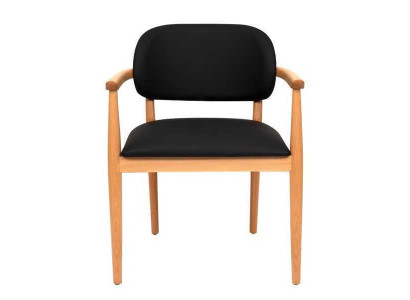 Schwarzer Lehnstuhl Designer Esszimmerstuhl Luxus Einsitzer Holzmöbel