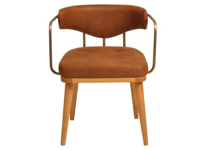 Luxus Esszimmer Oranger Moderner Holzstuhl Designer Einsitzer Lehnstuhl