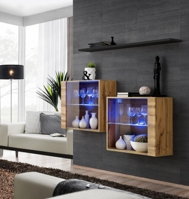 Modern Möbel Luxus Wohnwand 130 cm Wohnzimmer Einrichtung Komplette Set 3tlg.