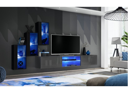 Set 4tlg Wohnwand 210 cm Einrichtung Einrichtung Modern Wandschrank Neu