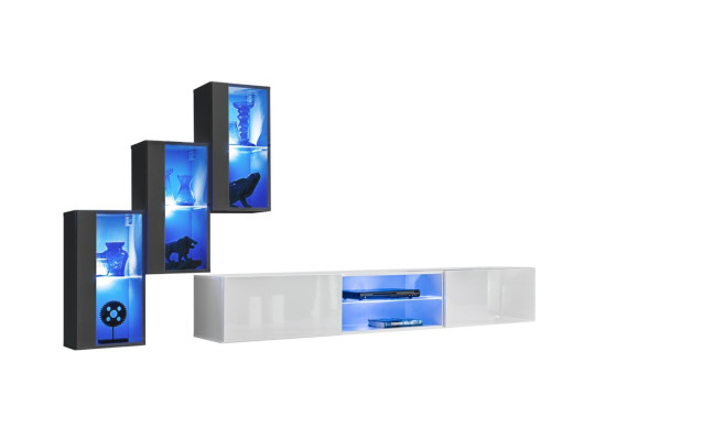 Luxus Möbel Designer Wohnwand TV-Ständer 3x Wandschrank Sideboard Holzmöbel