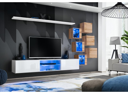 Neu Komplett Set 8tlg Wandschrank Luxus Sideboard TV-Ständer Wand Regale