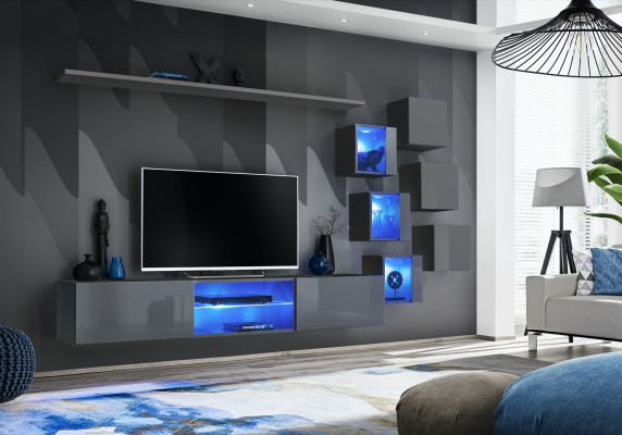 Luxus Möbel Set 8tlg Wohnwand Wand Regal 6x Wandschrank Neu Einrichtung