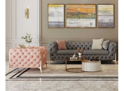 Sofagarnitur 3+1 Sitzer Set Design Sofas Polster Leder Relax Moderne Möbel