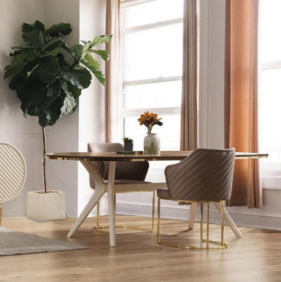 Essgruppe Esszimmer Luxus Essecke Esstisch Tisch Stühle Braun Set 5tlg