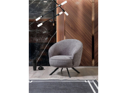 Moderner Grauer Sessel Edelstahlfüße Stoffsessel Polyester Einsitzer