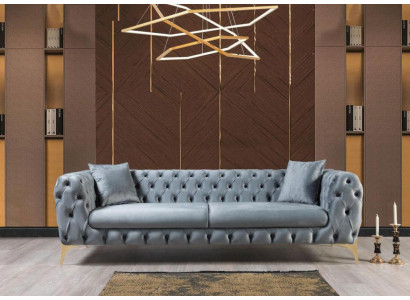 Moderner Dreisitzer Chesterfield Möbel Edelstahl Polyester Wohnzimmermöbel