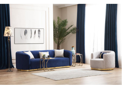 Moderne Sofagarnitur Dreisitzer Sessel Edelstahlmöbel Luxus Set Design