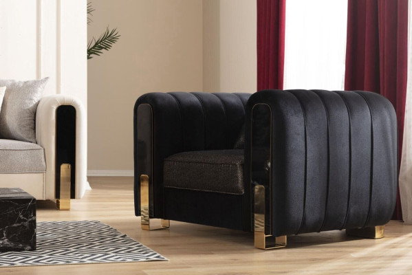 Moderne Sofagarnitur 2x Dreisitzer + Sessel Polstermöbel Edelstahl möbel 3tlg