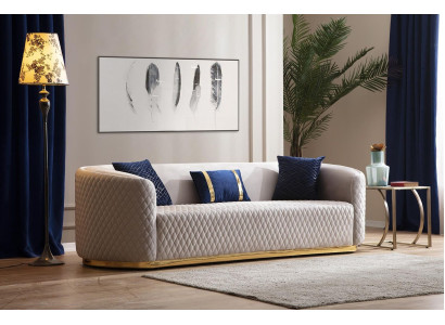Beiger Dreisitzer Edelstahlmöbel Luxus Couche Sofas Design Wohnzimmermöbel