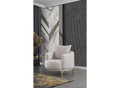 Luxus Sessel Weißer Einsitzer Wohnzimmermöbel Polyester Edelstahlmöbel