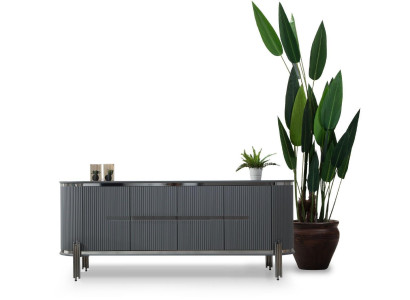 Graues Sideboard Luxus Kommode Anrichte Schrank Esszimmermöbel Holzmöbel