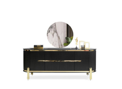 Modernes Sideboard Edelstahlmöbel Anrichte Kommode Schrank Schwarz Neu