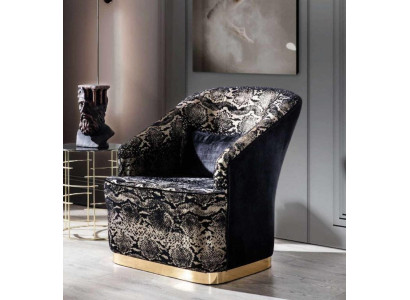 Moderner Luxus Sessel Ohrensessel Einsitzer Wohnzimmermöbel Edelstahl