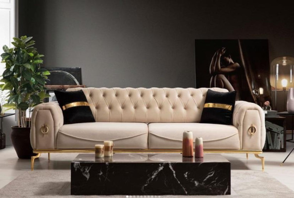 Chesterfield Edelstahlmöbel Luxus Sofagarnitur Dreisitzer Sitzgruppe