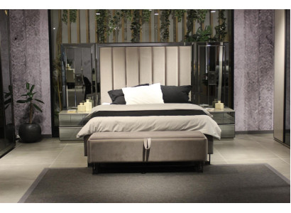 Bett 2x Nachttische Bank Design Schlafzimmer Set 4tlg Luxus Möbel Neu