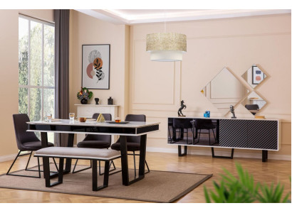 Designer Esszimmer Set 10tlg Luxus Möbel stilvoll Essgruppe Anrichte