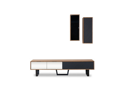 Wohnwand Wohnzimmer set TV-Ständer 2x Hängeschrank Designer Wohnwände