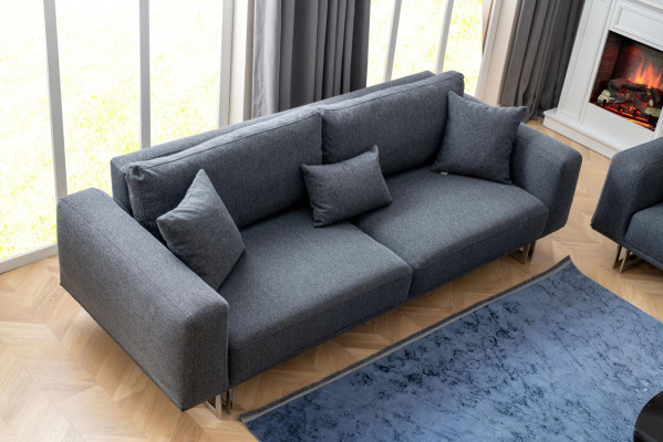 Designer Wohnzimmer Set Sofagarnitur 4 + 3 + 1 Sitz Luxus Grau Wohnlandschaft