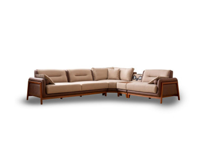 Luxus Ecksofa L-Form Beige Wohnzimmer Möbel Couch Multifunktion Couchen Modern
