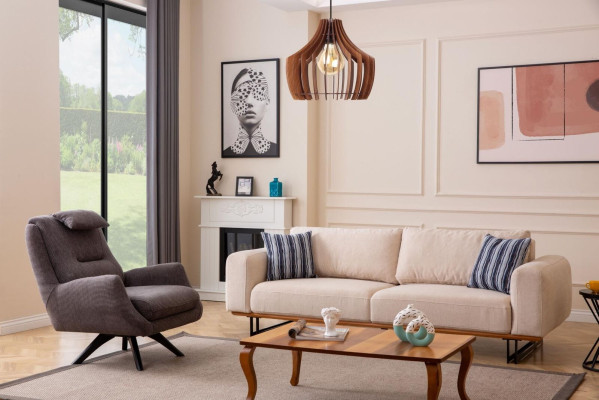 Luxus 2tlg Wohnzimmer Set Sofa 3-Sitzer mit sessel Design Sofagarnitur