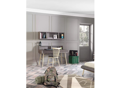 Schreibtisch Bücherregal Computertisch Regal Grau Holz Kinder Set 2tlg