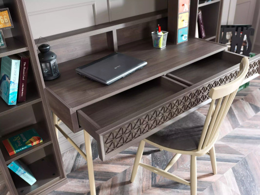 Schreibtisch Bücherregal Computertisch Regal Grau Holz Kinder Set 2tlg