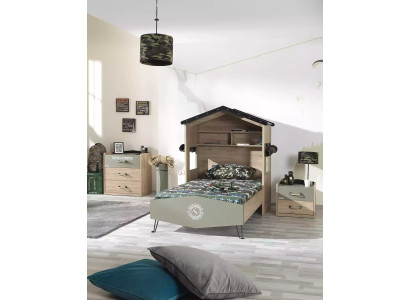 Garnitur Bett Kindermöbel Kinderzimmer Grün Bettrahmen 3tlg Holz Set