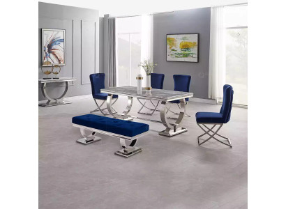 Designer Rechteckiger Esstisch Esszimmer Möbel Luxus Edelstahltische