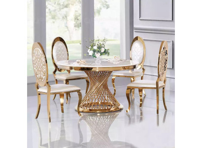 Designer Goldener Rundtisch Edelstahl Tische Stilvolle Esszimmer Möbel