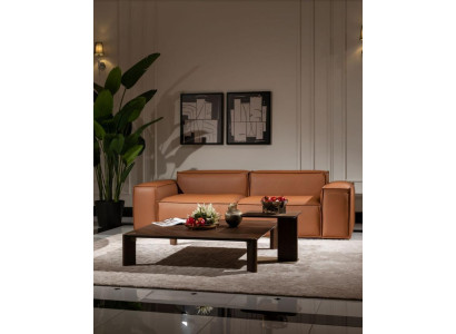 Luxus Dreisitzer Sofa 3 Sitzer Braun Polstersofa Couch Kunstleder Neu