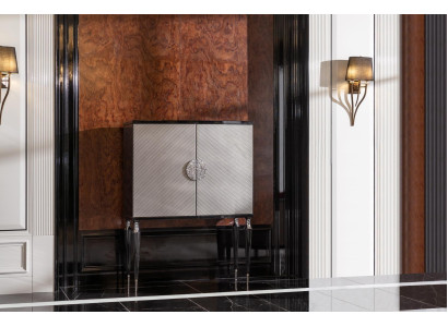 Barschrank Schrank Bar Holzschrank Grau Holz Wohnzimmer Getränke Luxus