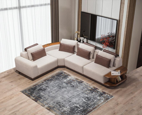 Luxuriöser Ecksofa In L-Form Mit Musiksystem Polster Wohnzimmer Sofas