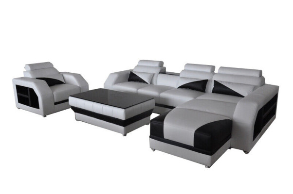 Design Ecksofa Couch Polster Garnitur Automatische Relax Funktion Sofa Neu Leder