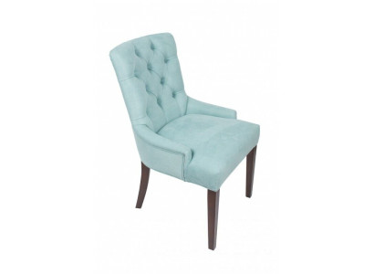 Klassischer Chesterfield Blauer Stuhl Polster Sessel Textil Lehnstuhl