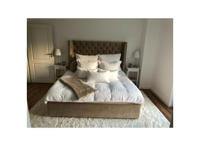 Chesterfield Bett Polster Doppel Hotel Betten Schlafzimmer 140x200cm Braun Neu