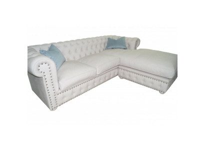 Sofa Samt Ecksofa Chesterfield Textil Stoff Eckcouch Polster Couch Eckgarnitur