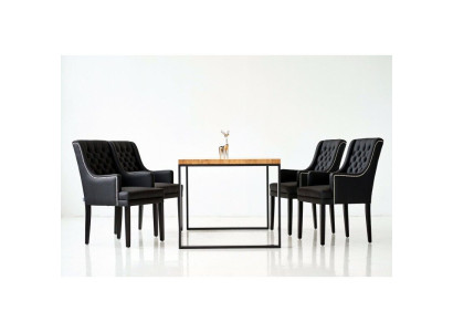 Brauner Metallgestell Esszimmer Tisch Designer x6 Chesterfield Polsterstühle 7tlg. Set