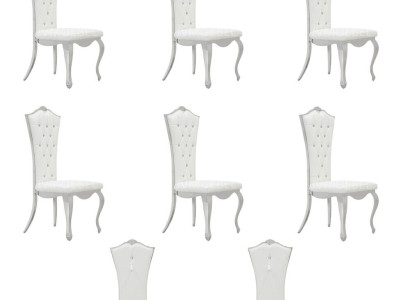 Chesterfield Polster Stuhl Stühle Komplette 6x Garnitur Sitz Textil