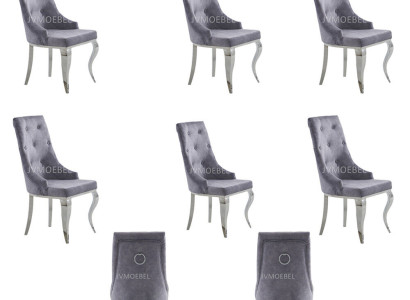 6x Stuhl Chesterfield Designer Polster Stühle Sitz Textil Garnitur Neu