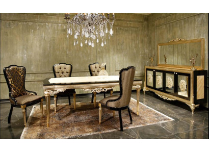 Essgruppe Garnitur Esszimmer Esstisch Set 7tlg Luxus Braun Edles Holz