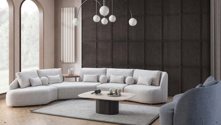 Weißes Ecksofa Modernes L-Form Sofa Wohnzimmer Couchen Holzgestell Sofa