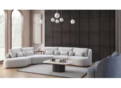 Weißes Ecksofa Modernes L-Form Sofa Wohnzimmer Couchen Holzgestell Sofa